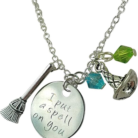 Put A Spell On You Hocus Pocus Halloween Cute Necklace Witch Hat Charm Party Fav - Picture 1 of 2